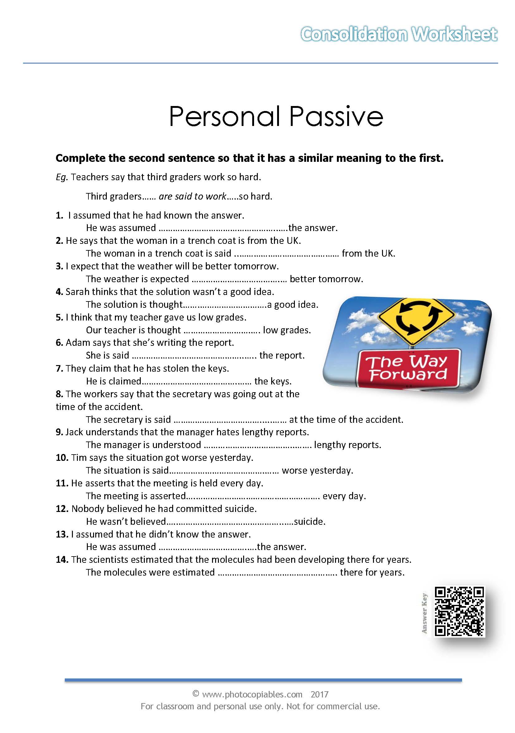 Personal Passive worksheet