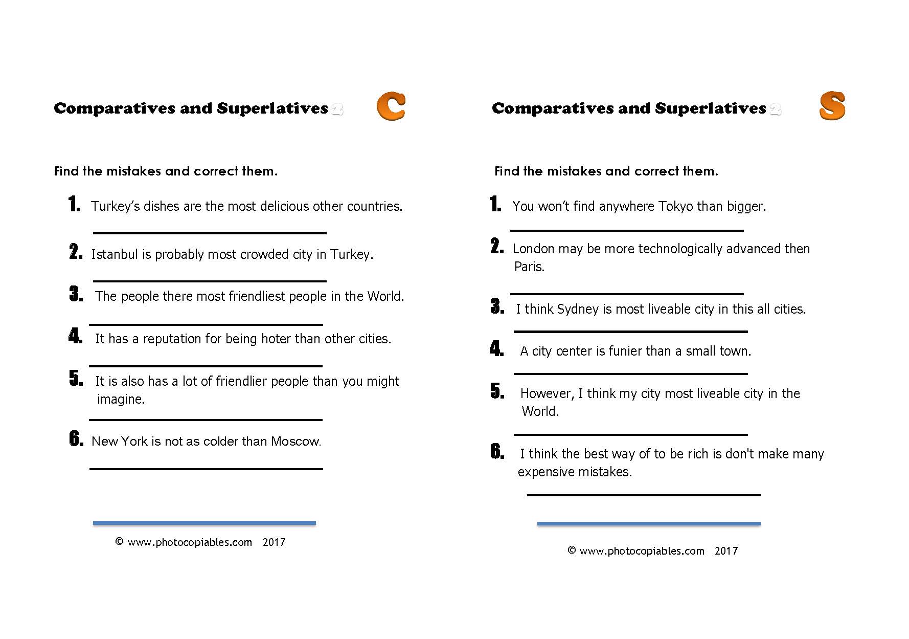 comparatives and superlatives common mistakes 2_a-b versions
