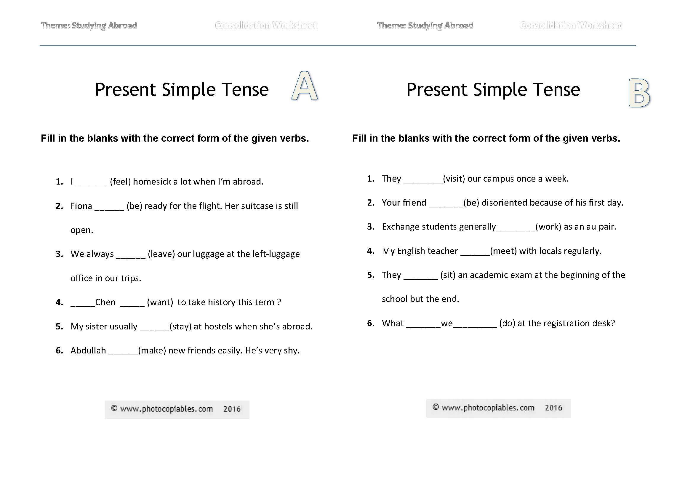 Present simple_studying abroad_consolidation worksheet_a-b_versions