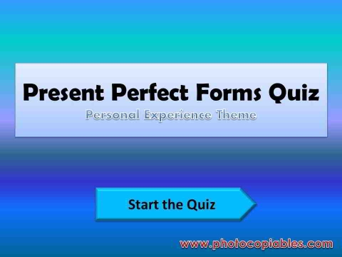 Present Perfect Tense Forms Interactive Exercise Photocopiables