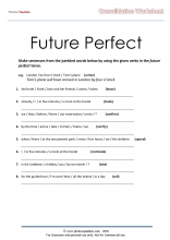 future perfect jumbled sentences consolidation worksheet
