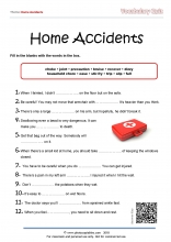 home accidents vocabulary quiz