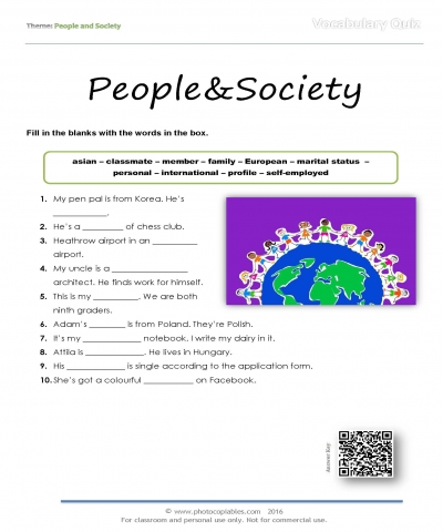 people and society vocabulary quiz